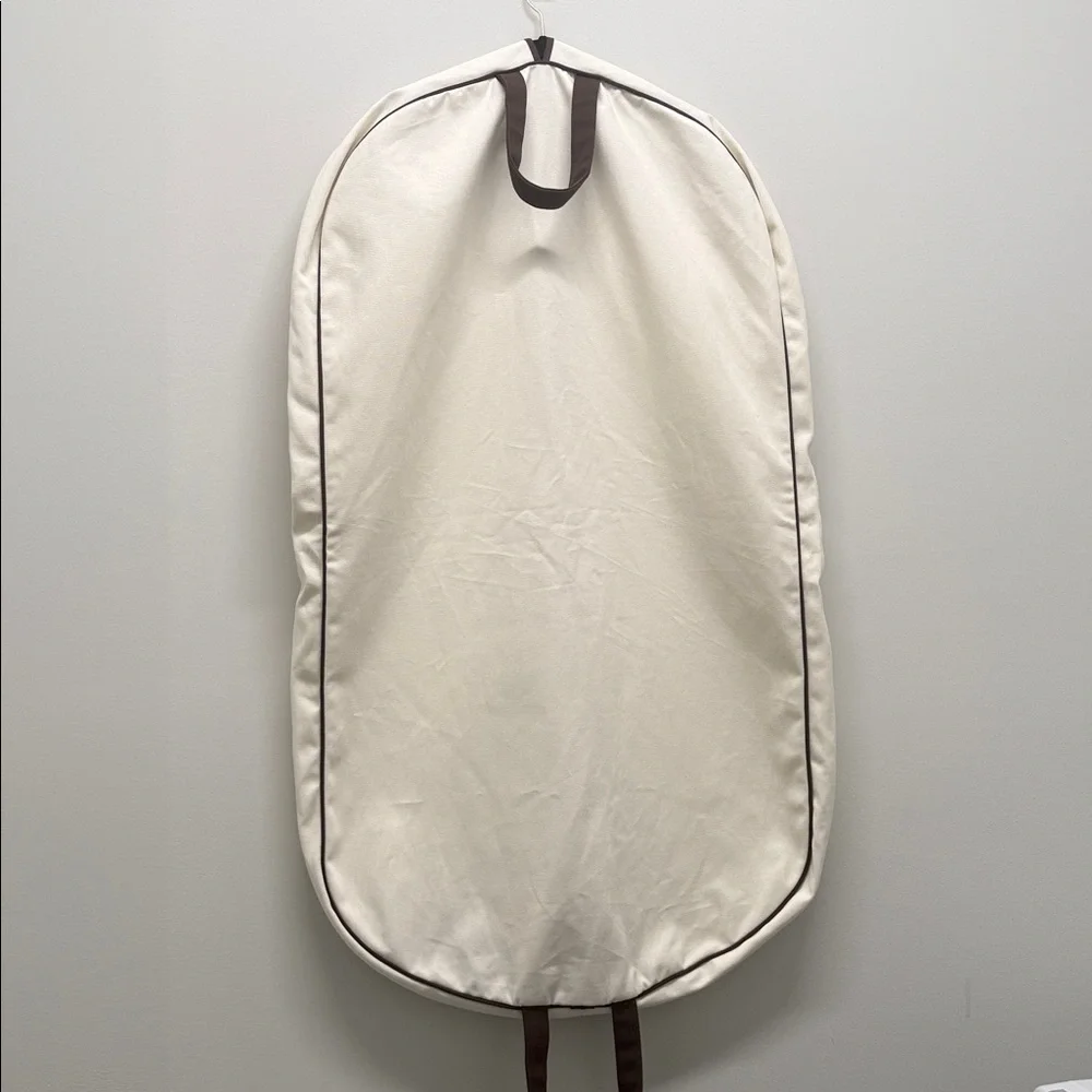 Hermès Canvas Garment Bag / Luxury Travel Dust Cover | Cream & Brown